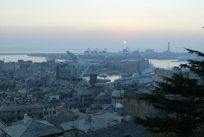 Sunset of Genoa Harbor