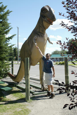 Mark meets a Dinosaur during a pit-stop