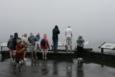 Tourists viewing the Kilauea Caldera