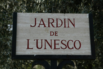 Marble Sign for Jardin de L'Unesco
