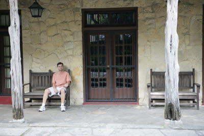 Mark resting at the Alamo