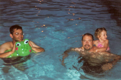 Mark, Adam, and Emma in the Pool