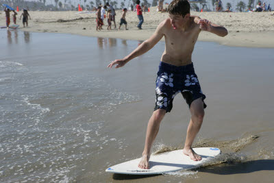 Alex Skimboarding at Huntington Beach