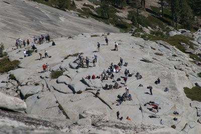View of saddle from the top of Half Dome