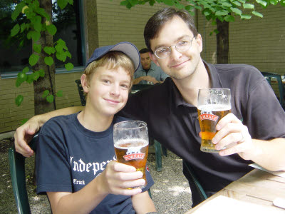 Alex and Mark having a beer in Montreal