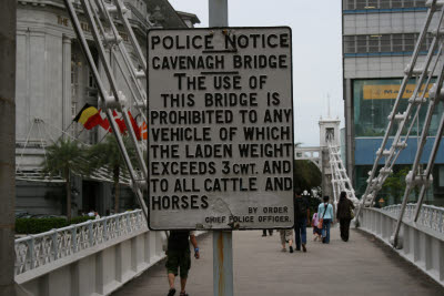 Sign on Bridge over Singapore River