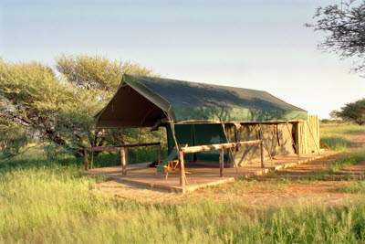 Permanent tents at Okapuka Ranch Dune Camp