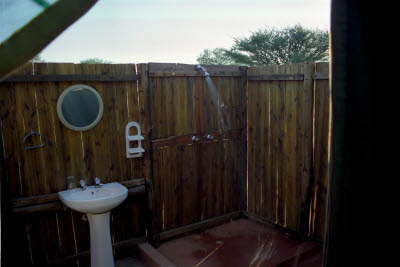 Hot outdoor shower - MASH style.