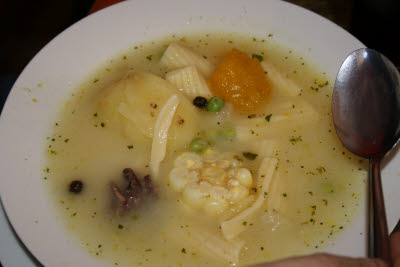 Typical soup in Cuzco, Peru