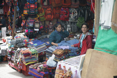 Vendor stalls in Aguas Calientes, Peru