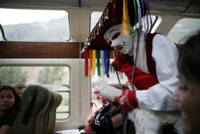 Entertainment on train between Machu Picchu and Cuzco