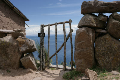 Gate, Tequile Island, Lake Titicaca, Peru