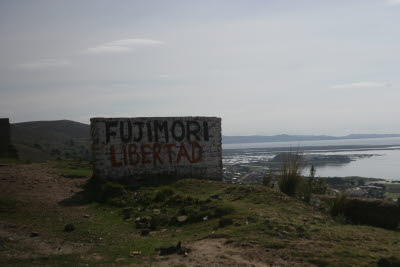 Fujimori Libertad sign in Puno, Peru