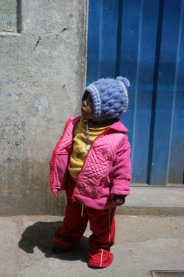 Peruvian kid on the street in Juliaca, Peru