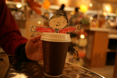 Flat Stanley has a Hot Chocolate