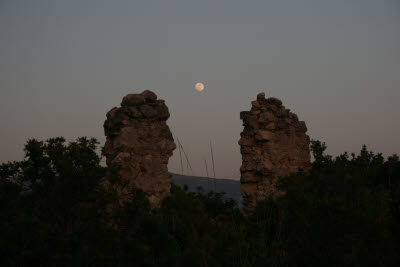 Moon rising over ruins of Xanthos