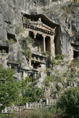 The rock cut tomb of Amyntas in Fethiye, Turkey