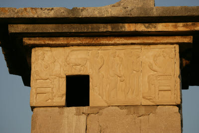 Frieze on Lycian tomb in Xanthos, Turkey