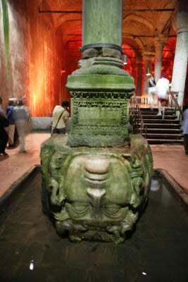 Medusa Head in the Basilica Cistern under Istanbul