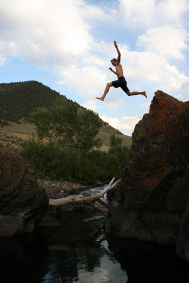 Dave jumps for the swimming hole
