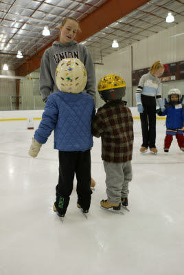 Katie and Cooper at skating class