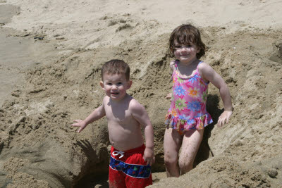 Katie and Cooper at the beach